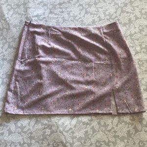 Shein lilac floral mini skirt with side slit size L